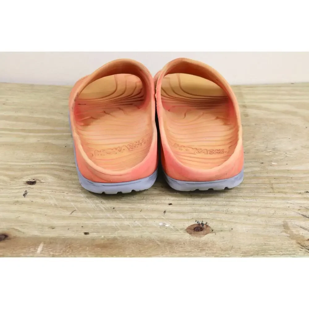 HOKA Ora Recovery Slides Mens 12 Orange Gray Slip On Sandals
